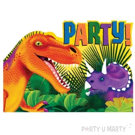 zaproszenia z koperta prehistoric amscan 8 szt