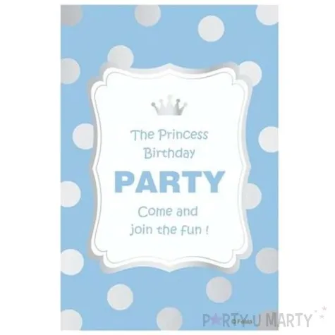 zaproszenia z koperta princess birthday blekitne 6 szt