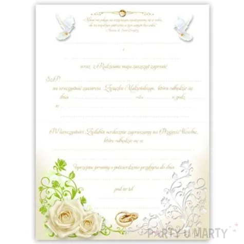 zaproszenia z koperta slub dwa golabki dekoracje polska 10 szt