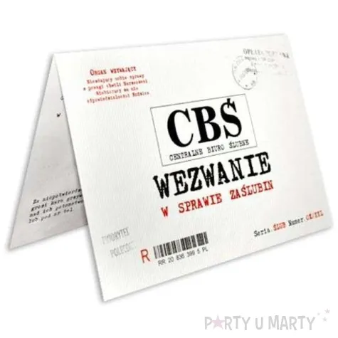 zaproszenia z koperta slub wezwanie cbs 10 szt
