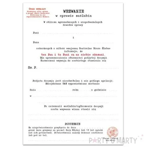 zaproszenia z koperta slub wezwanie cbs 10 szt