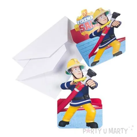 zaproszenia z koperta strazak sam amscan 14 5 x 9 cm 8 szt