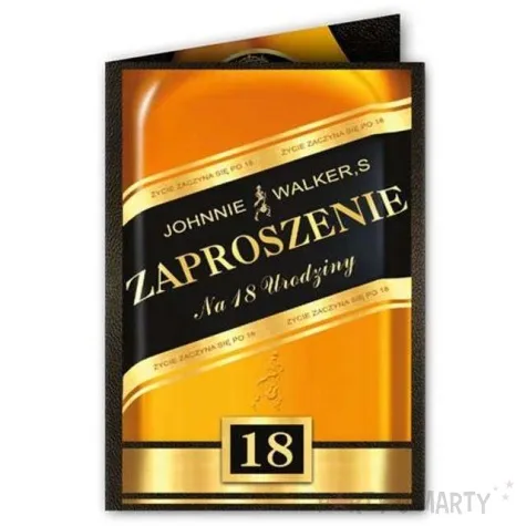 zaproszenia z koperta urodziny 18 johnnie 10 szt