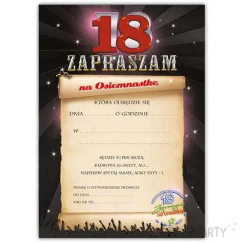 zaproszenia z koperta urodziny 18 neon dekoracjepolska 14 x 10 cm 10 szt