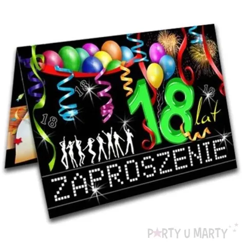 zaproszenia z koperta urodziny 18 party 10 szt