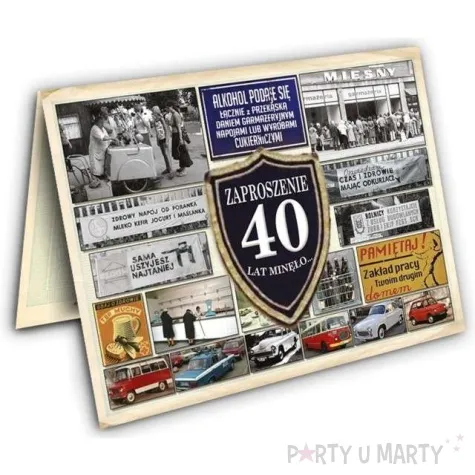 zaproszenia z koperta urodziny 40 prl 10 szt