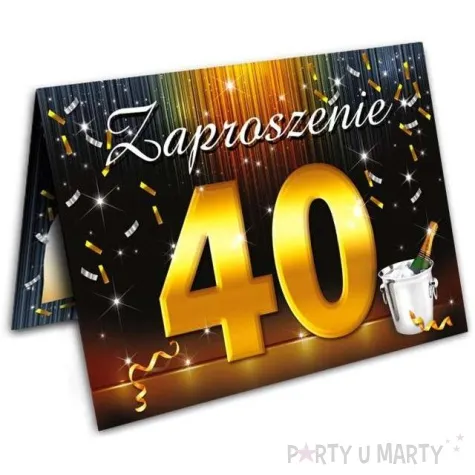 zaproszenia z koperta urodziny 40 szampan 10 szt