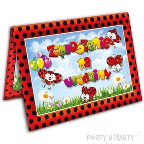 zaproszenia z koperta urodziny biedronka 10 szt