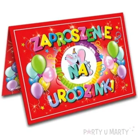 zaproszenia z koperta urodziny slonik 10 szt