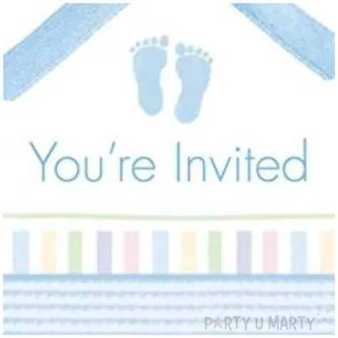 zaproszenia z koperta youre invited stopki blekitny amscan 8 szt