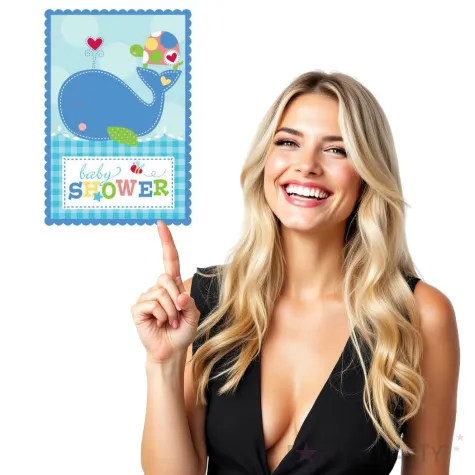 zaproszenia z kopertami ahoy baby shower niebieskie amscan 8 szt