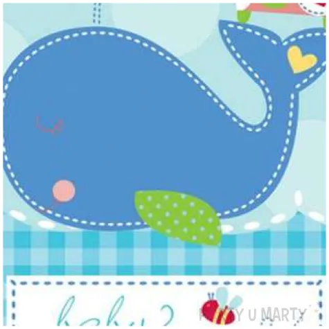 zaproszenia z kopertami ahoy baby shower niebieskie amscan 8 szt