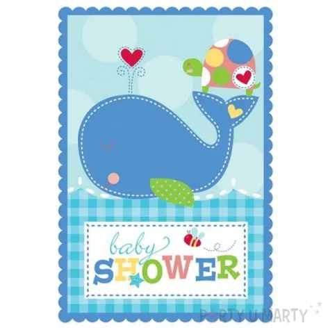 zaproszenia z kopertami ahoy baby shower niebieskie amscan 8 szt