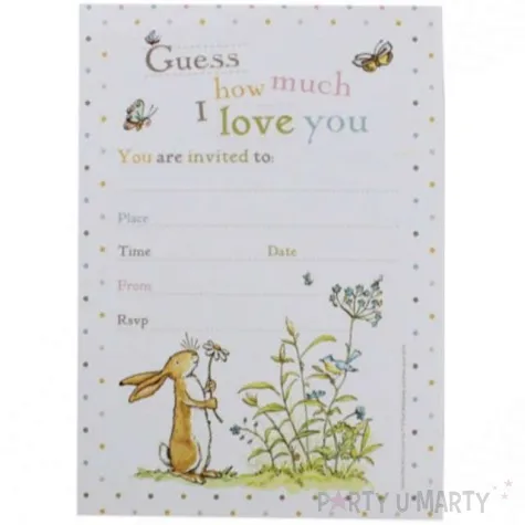 zaproszenia z kopertami guess how much i love you godan 10 szt