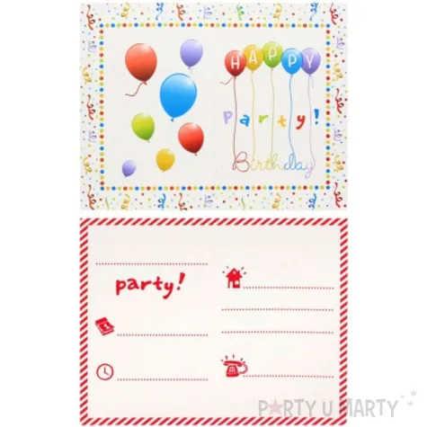 zaproszenia z kopertami happy birthday balony procos 6 szt