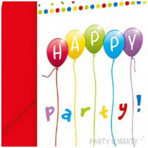 zaproszenia z kopertami happy birthday balony procos 6 szt