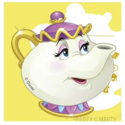 zaproszenia z kopertami piekna i bestia mrs potts procos 6 szt