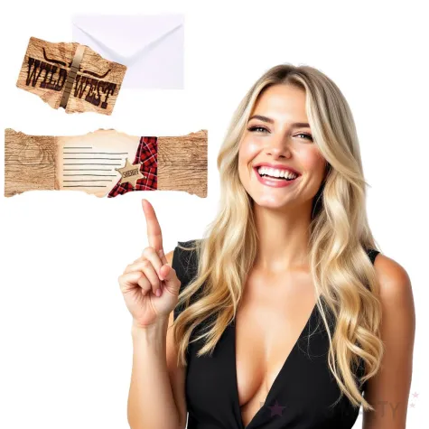 zaproszenia z kopertami western dziki zachod boland 6 szt