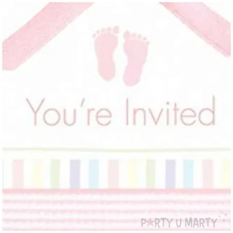 zaproszenia z kopertami youre invited stopki rozowy jasny amscan 8 szt