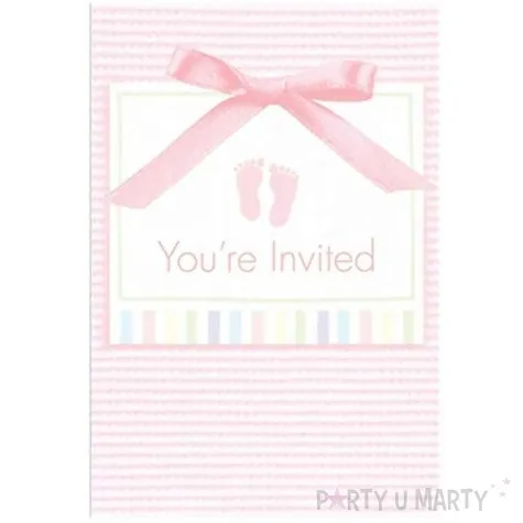 zaproszenia z kopertami youre invited stopki rozowy jasny amscan 8 szt