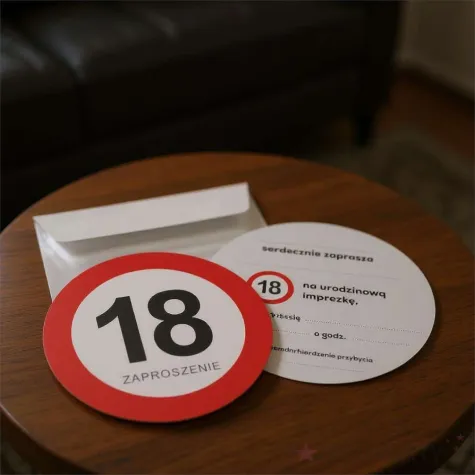 zaproszenie 18 urodziny traffic 15x15 cm 1 szt