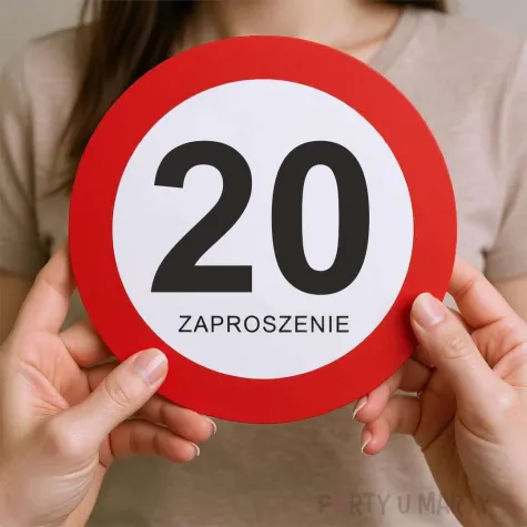 zaproszenie 20 urodziny traffic 15x15 cm 1 szt