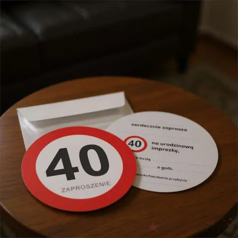 zaproszenie 40 urodziny traffic 15x15 cm 1 szt