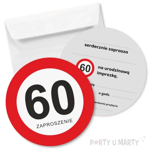 zaproszenie 60 urodziny traffic 15x15 cm 1 szt