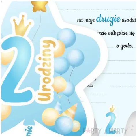 zaproszenie gwiazdeczka 2 urodziny baloniki niebieski 10 4x13 2 cm 1 szt