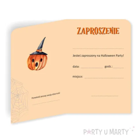 zaproszenie halloween cukierek albo psikus z kotem 9x13 cm 1 szt