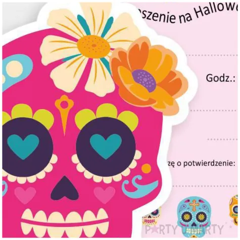 zaproszenie halloween dia de los muertos 9x11 8 cm 1 szt