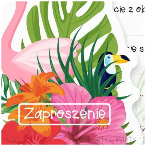 zaproszenie hawaje aloha flaming i tukan 10x14 5 cm 1 szt