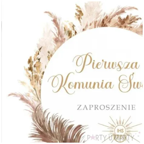 zaproszenie na komunie boho pierwsza komunia swieta 15x15 cm 1 szt