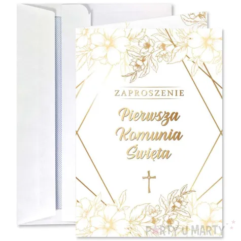zaproszenie na komunie gold line pierwsza komunia swieta 10 5x14 8 cm 1 szt