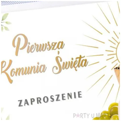 zaproszenie na komunie kielich ihs i margaretki pierwsza komunia swieta 14 8x10 5 cm 1 szt
