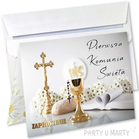 zaproszenie na komunie kielich z biblia pierwsza komunia swieta 14 8x10 5 cm 1 szt