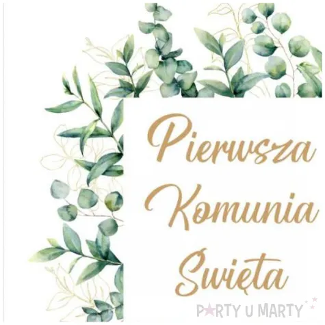 zaproszenie na komunie kwadratowy eukaliptus pierwsza komunia swieta 15x15 cm 1 szt