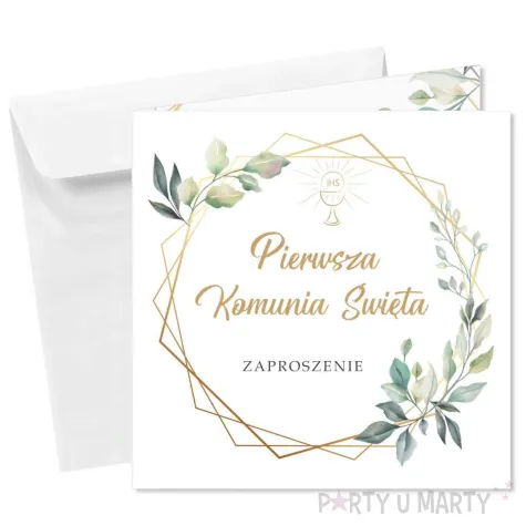zaproszenie na komunie mietowa geometria pierwsza komunia swieta 15x15 cm 1 szt