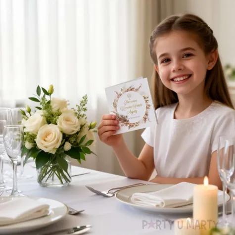 zaproszenie na pierwsza komunie swieta boho personalizowane z imieniem koperta x1