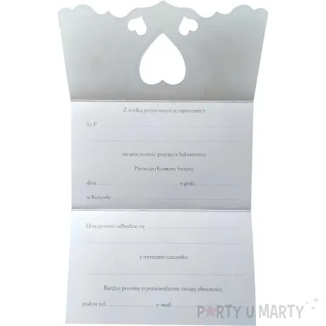 zaproszenie z koperta komunia swieta ihs hostia w sercu dla matki chrzestnej maki