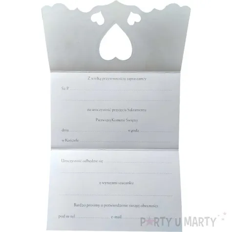 zaproszenie z koperta komunia swieta ihs hostia w sercu dla ojca chrzestnego maki