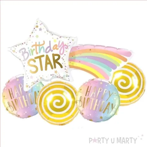 zastaw balonow foliowych birthday star jix 5 szt