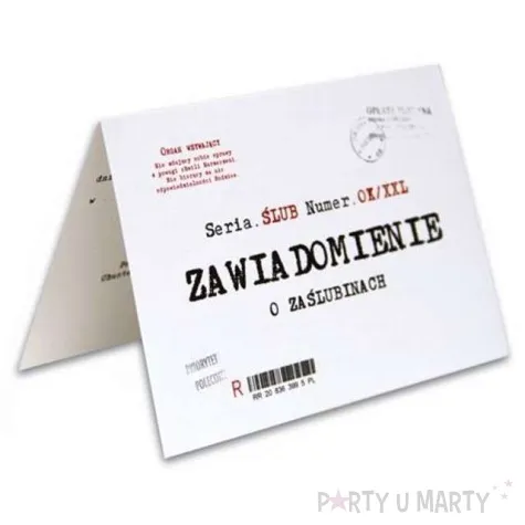 zawiadomienie z koperta slub 10 szt