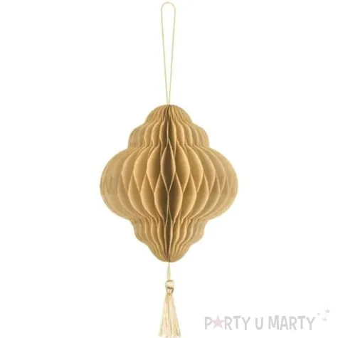 zawieszka choinkowa honeycomb latarnia bezowa 13x15 cm partydeco