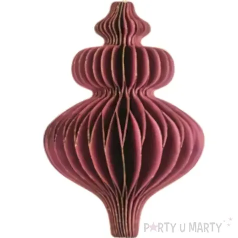 zawieszka choinkowa honeycomb sopelek bordowa 10x15 cm partydeco