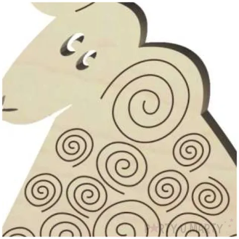 zawieszka drewniana baranek zakrecony 70x93 mm