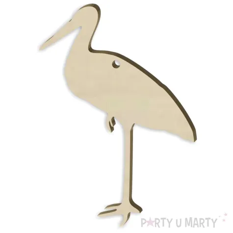 zawieszka drewniana bocian stojacy na jednej nodze 80 x 55 mm 10 szt