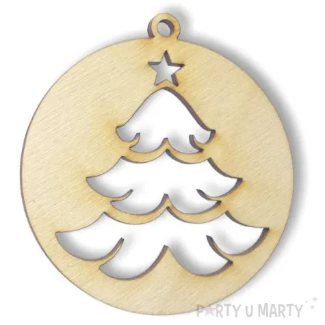 zawieszka drewniana bombka choinka 70 x 70 mm