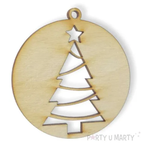 zawieszka drewniana bombka choinka 70 x 71 mm 10 szt