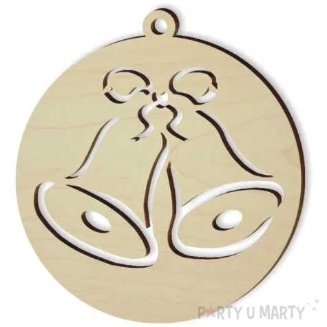 zawieszka drewniana bombka dzwonki 70 x 70 mm 10 szt